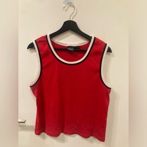 Vintage Y2K ERIKA brand red tank w/navy and white trim. Size L